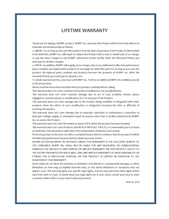 Kempf lifetime warranty
